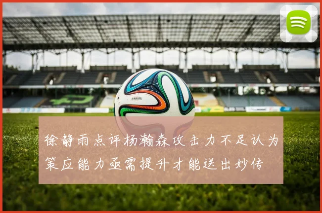 徐静雨点评杨瀚森攻击力不足认为策应能力亟需提升才能送出妙传